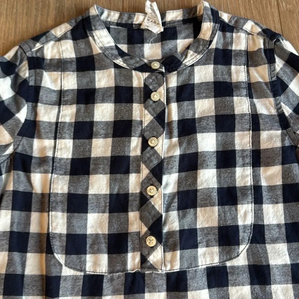 CREWCUTS 100% COTTON NAVY AND WHITE CHECKED TUNIC TOP SIZE 10
